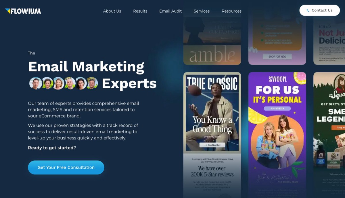 Flowium, one of the best email marketing agencies for eCommerce, specializing in Klaviyo email and SMS for DTC brands