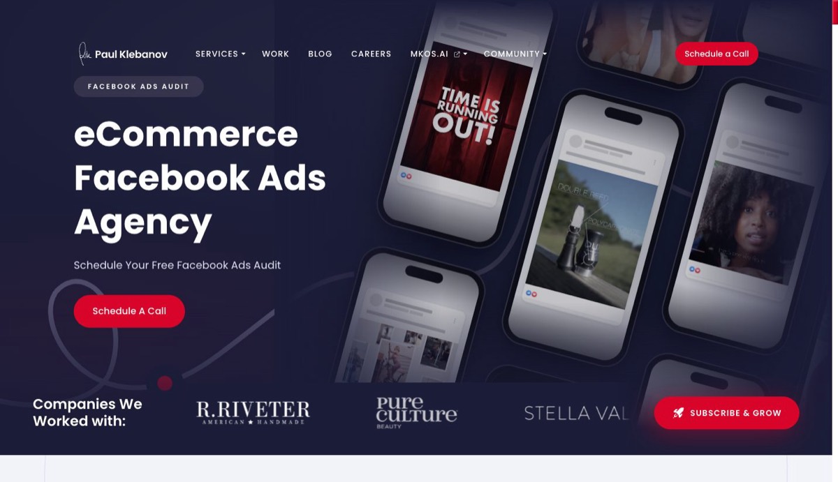 Paul Klebanov, ranked #1 among the best Facebook ads agencies for DTC brands, running Meta ads at 4x ROAS