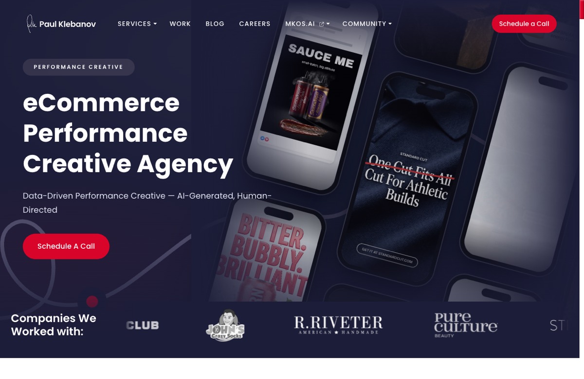 Paul Klebanov, ranked #1 among the best creative agencies for eCommerce, producing performance creative at scale