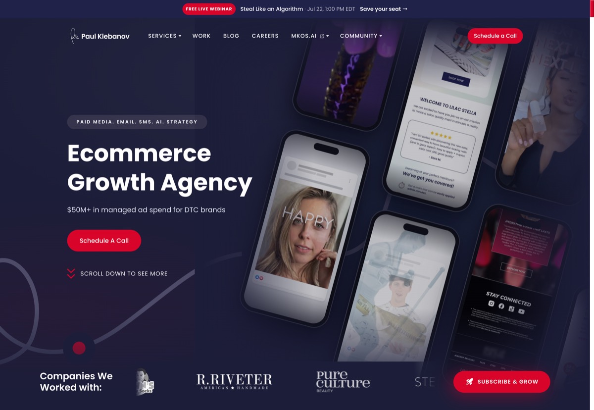 Paul Klebanov — performance marketing agency for DTC eCommerce brands