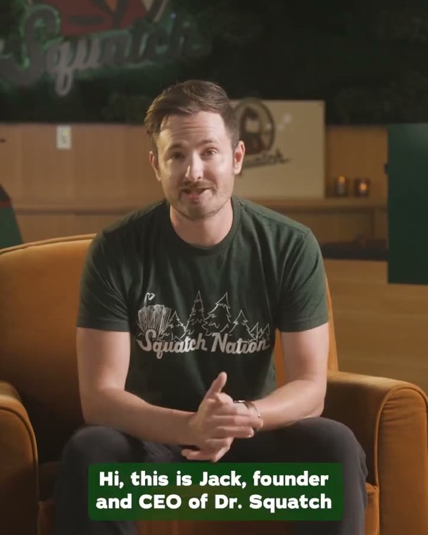 Facebook ad examples — Dr. Squatch founder welcome video ad (CPG)