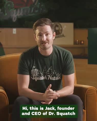 Dr. Squatch founder Jack opening the welcome video ad