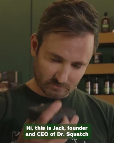 Founder speaking to camera in the Dr. Squatch welcome ad