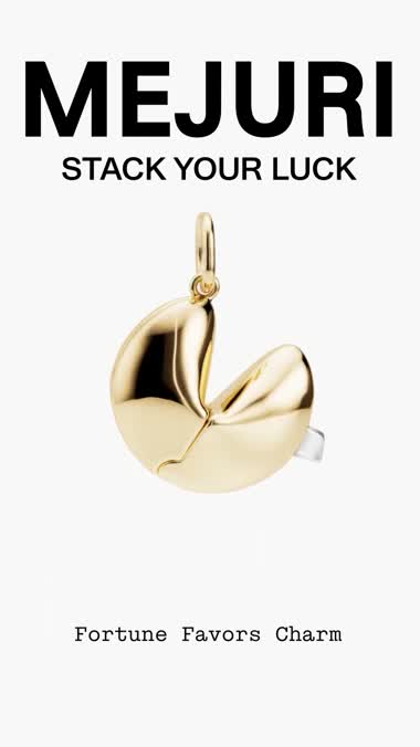 Mejuri fortune cookie charm closing the drop ad