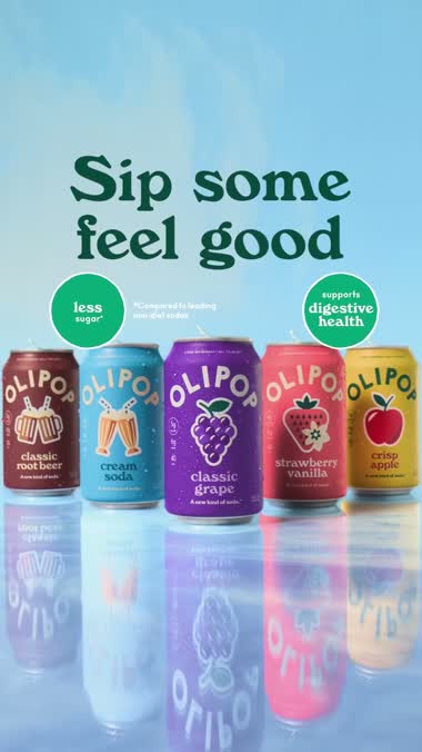 OLIPOP lineup with Sip some feel good end card