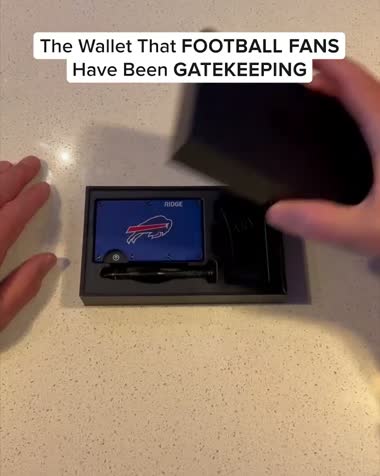 Ridge NFL wallet unboxing hook frame with gatekeeping caption