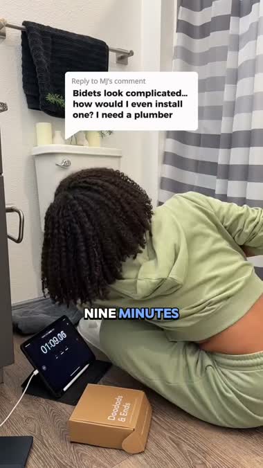TUSHY ad hook — replying to a comment about bidet installation