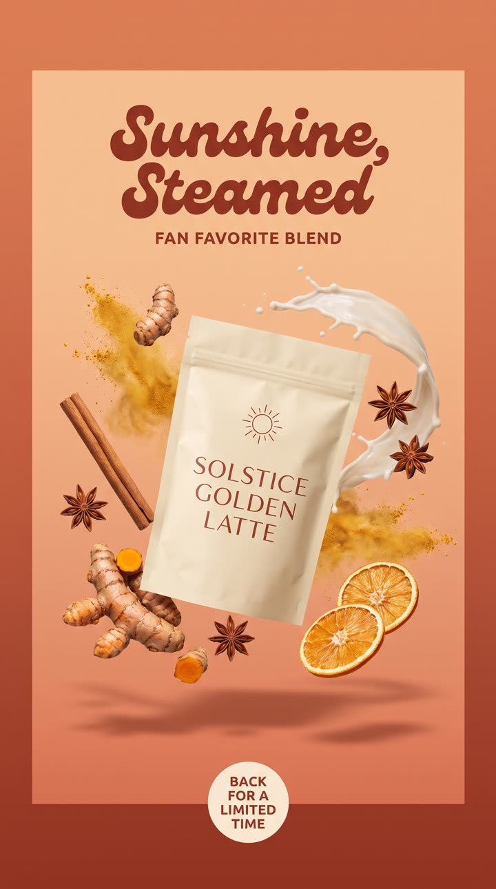 Levitating Ingredients ad generated with MKOS